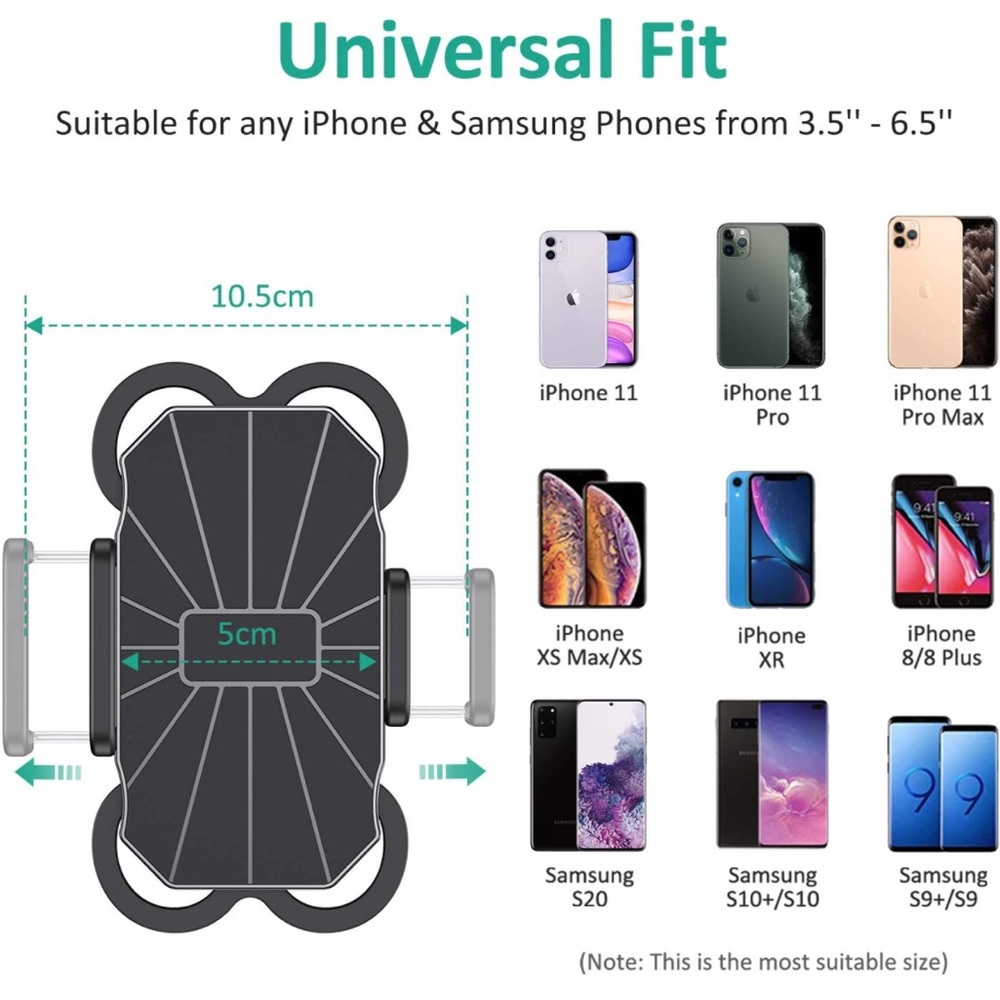 Bike Phone Mount, 360° Rotation, Anti-Shake, Adjustable - Picture 4 of 9